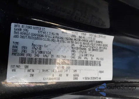 2012 Ford Focus Sel z USA, uszkodzony, nr VIN 1FAHP3H23CL391353